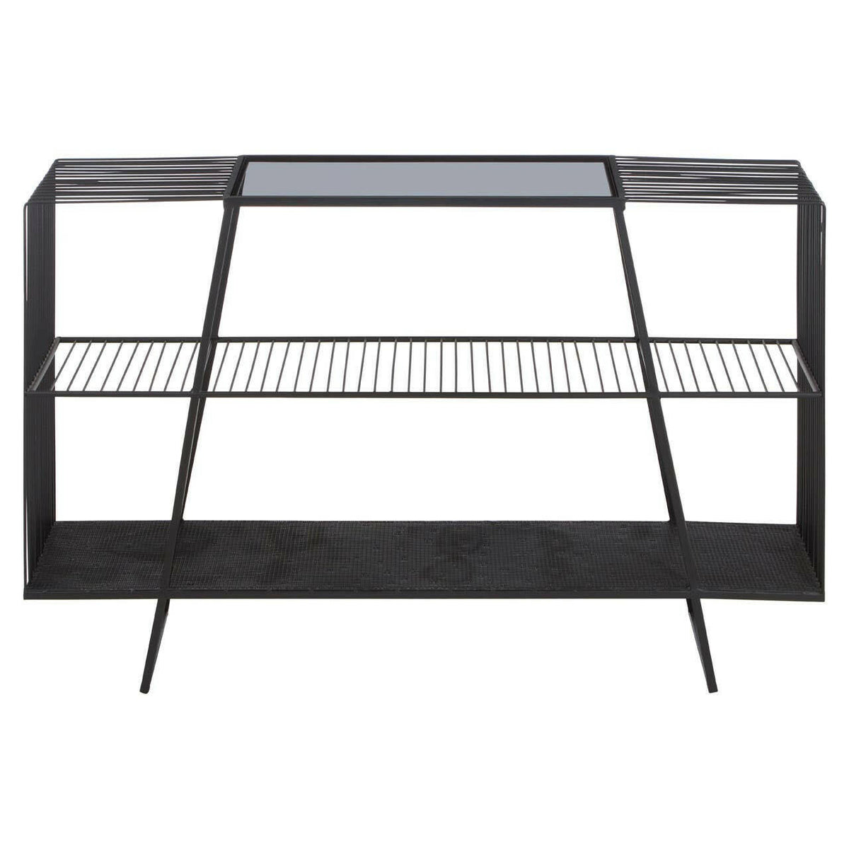 Trento Console Table With Grey Glass Top.