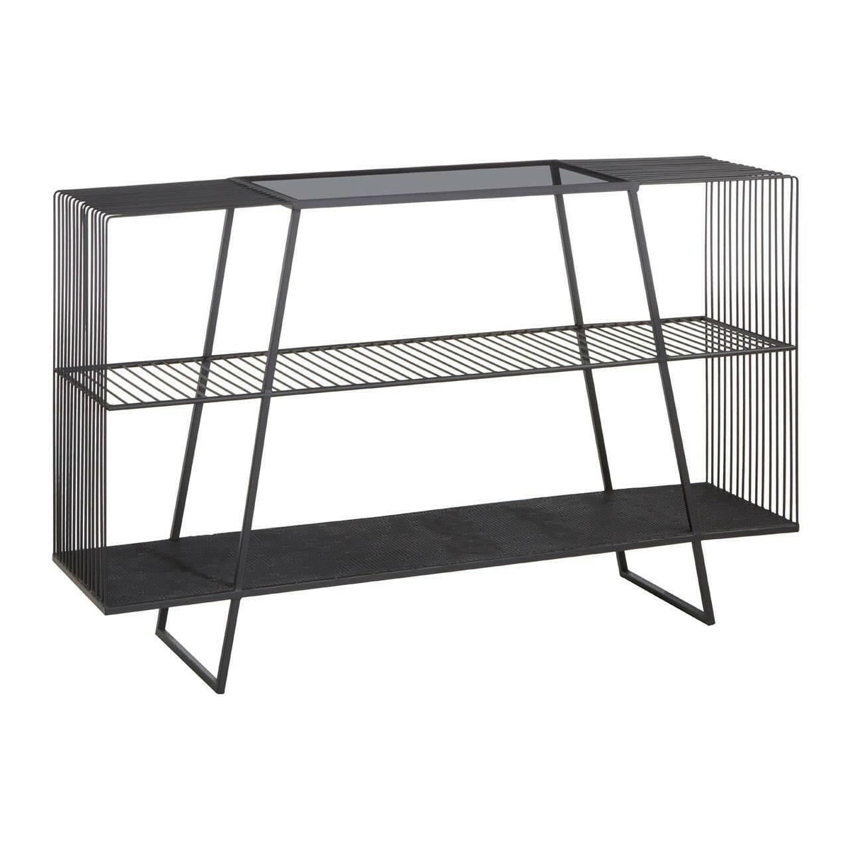 Trento Console Table With Grey Glass Top.
