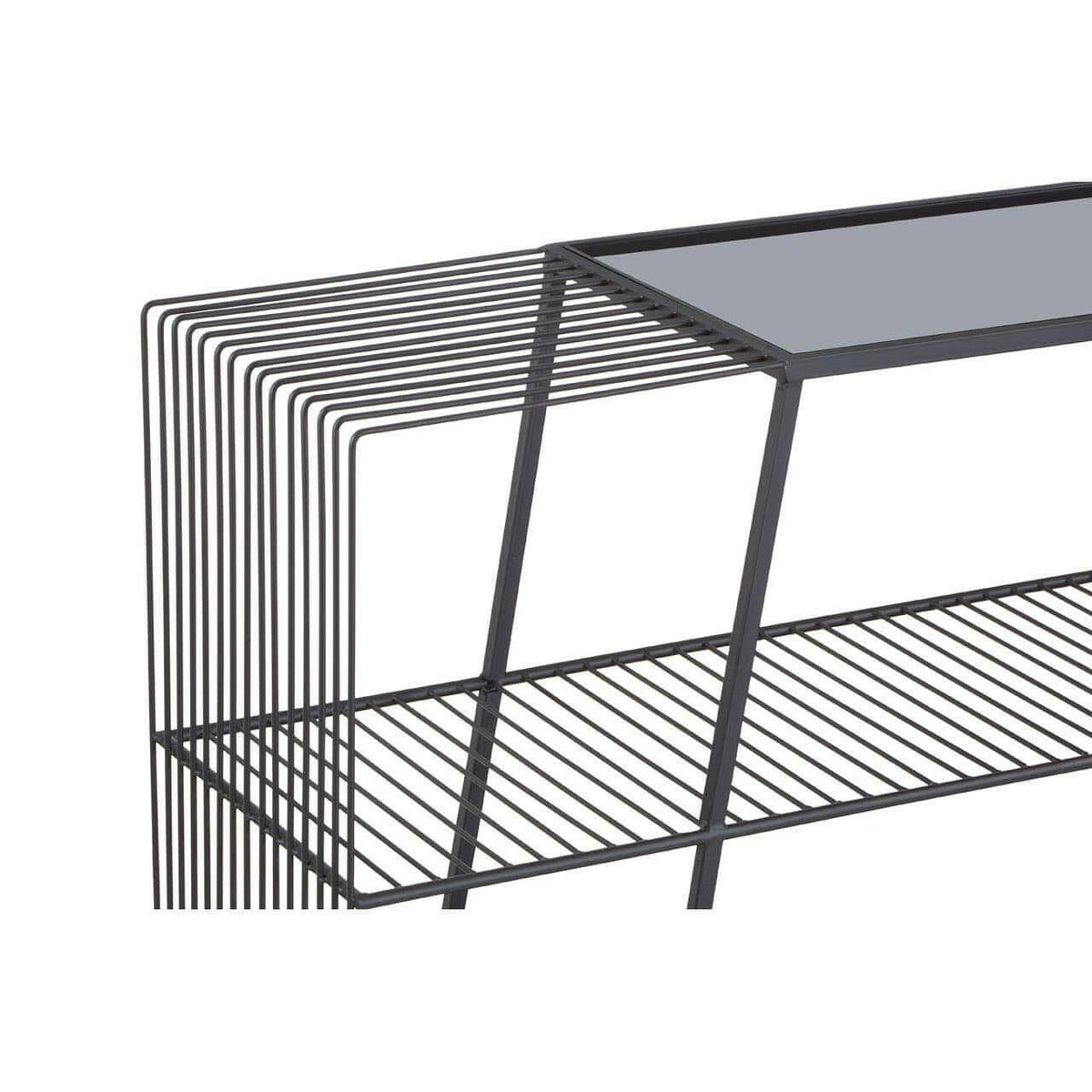 Trento Console Table With Grey Glass Top.
