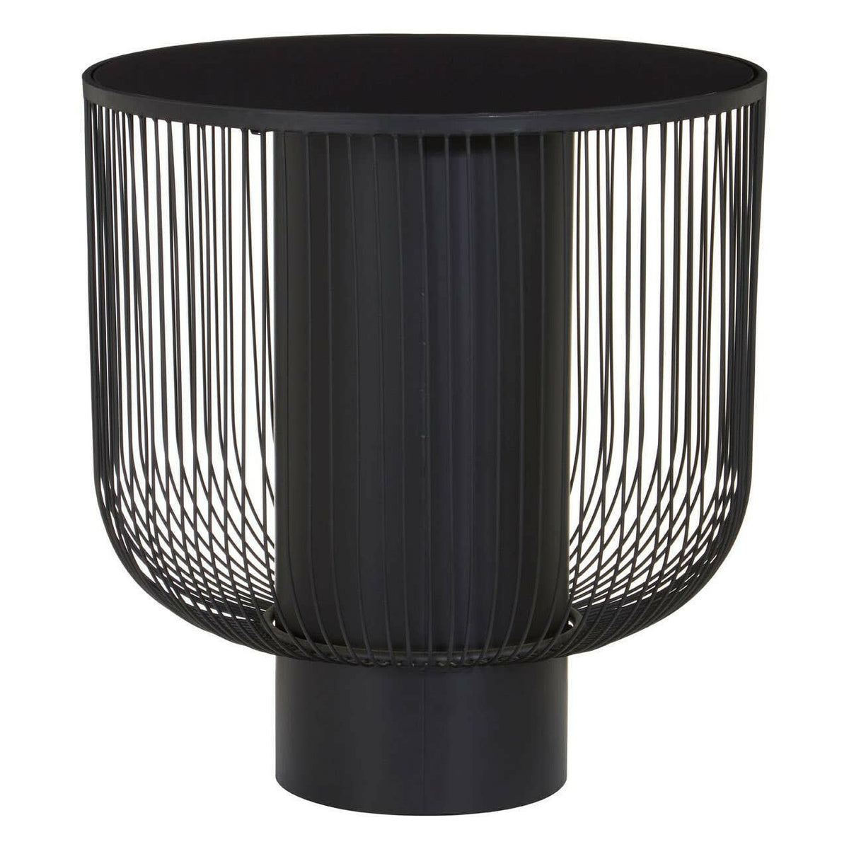 Trento End Table With Black Glass Top.