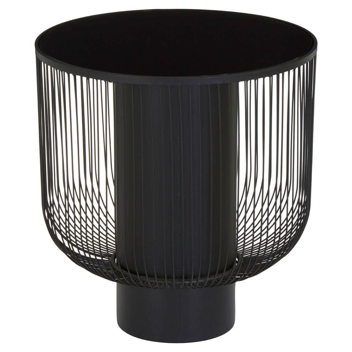 Trento End Table With Black Glass Top.