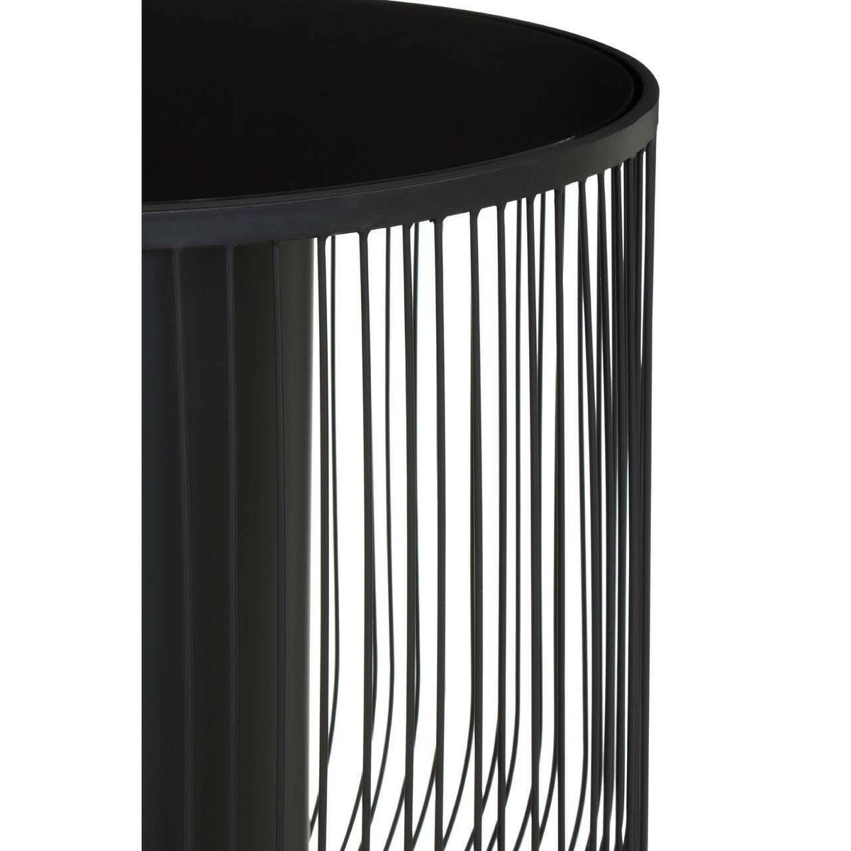 Trento End Table With Black Glass Top.