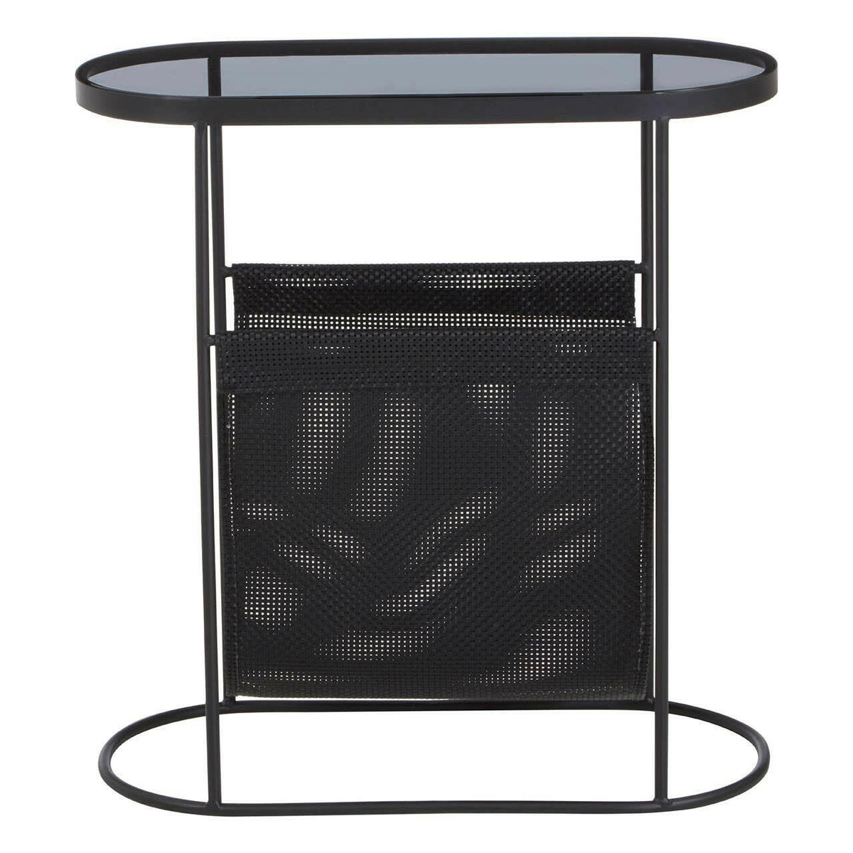 Trento Side Table With Grey Glass Top.
