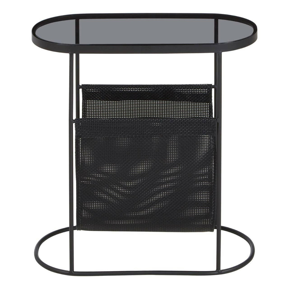 Trento Side Table With Grey Glass Top.