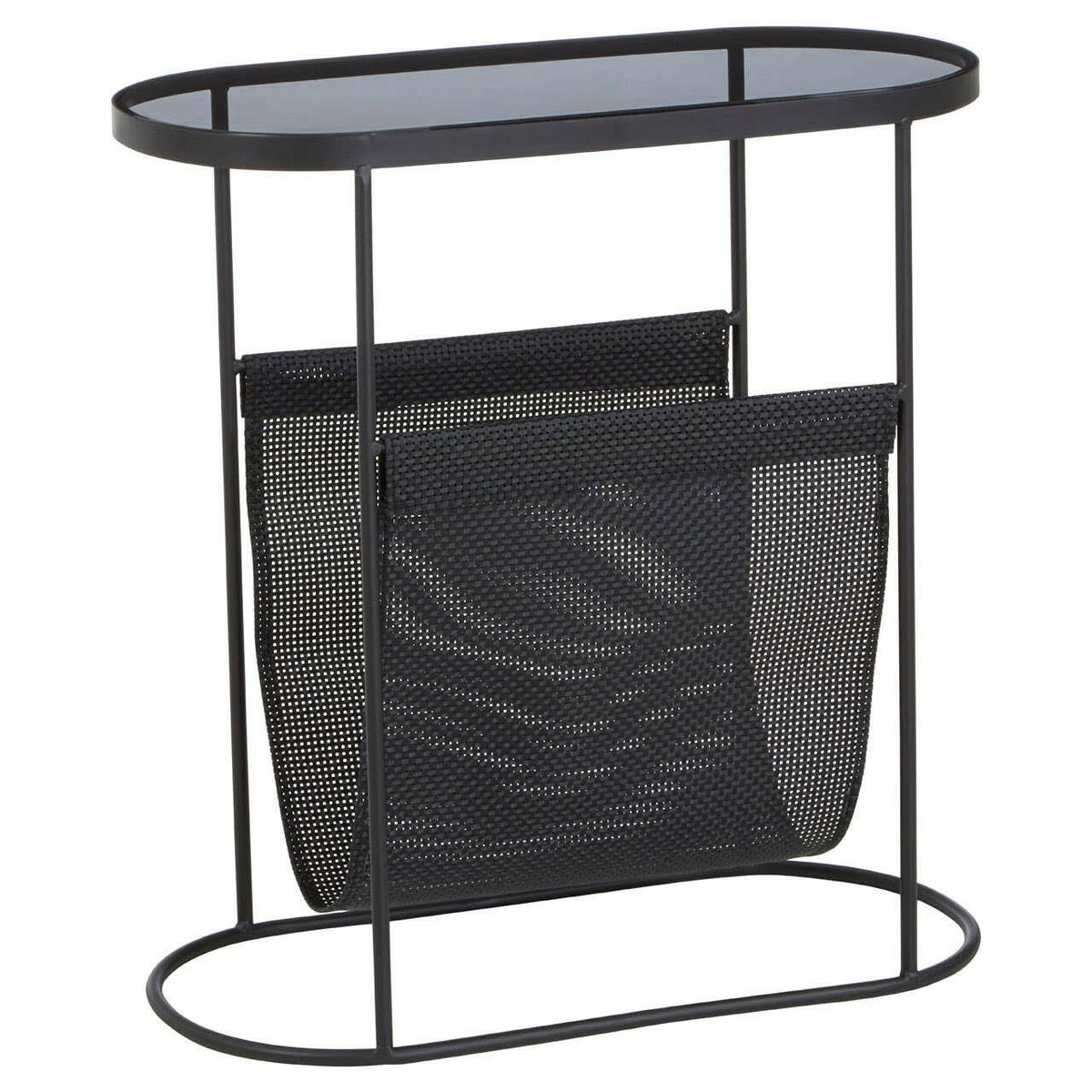 Trento Side Table With Grey Glass Top.