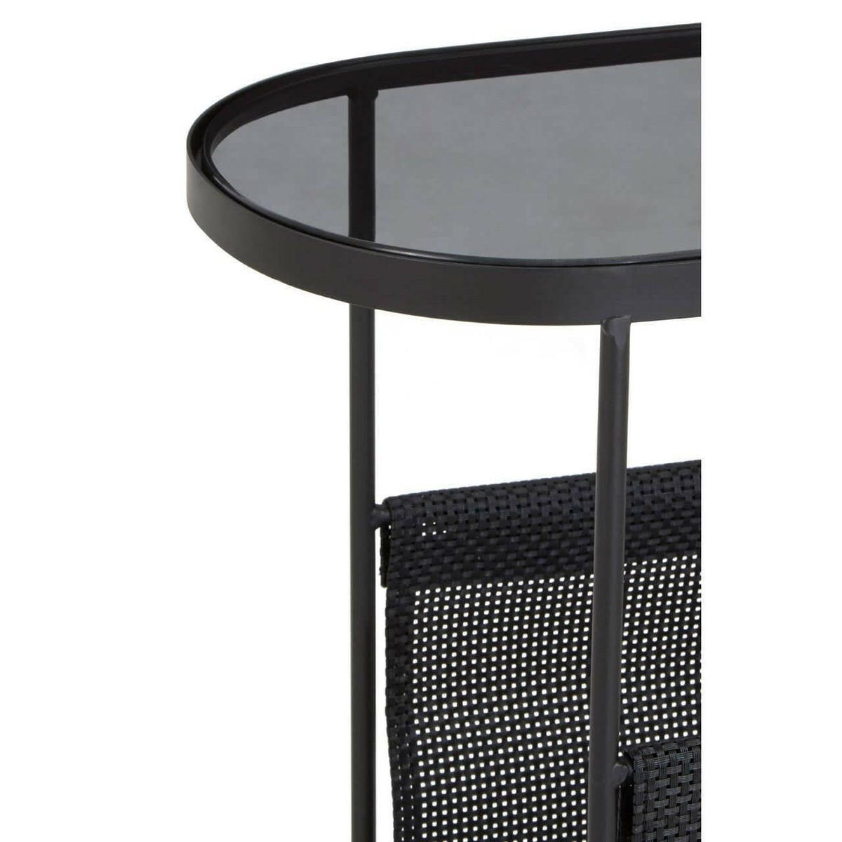 Trento Side Table With Grey Glass Top.