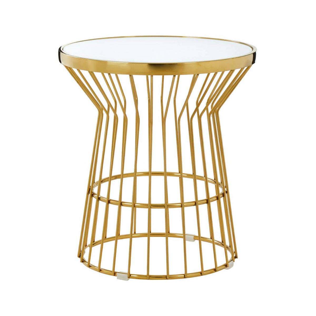 Tula Gold Finish Corset Base Side Table.