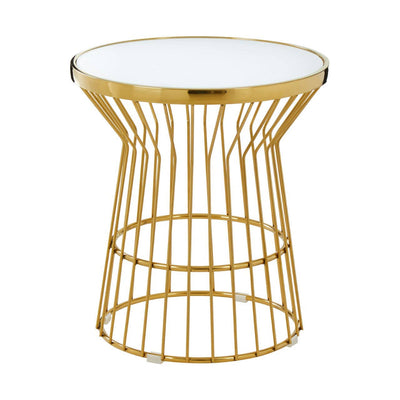 Noosa & Co. Living Tula Gold Finish Corset Base Side Table House of Isabella UK