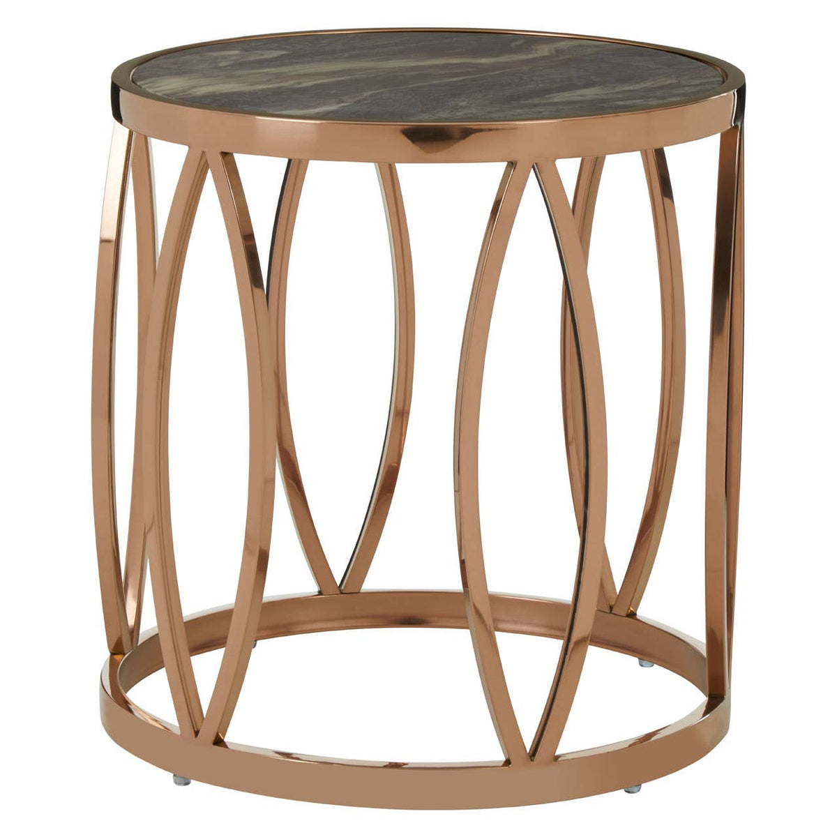 Tula Round Side Table With Leaf Base.