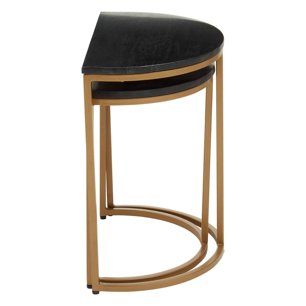 Noosa & Co. Living Varana Nest Of Two Half Moon Black Marble Top Tables House of Isabella UK