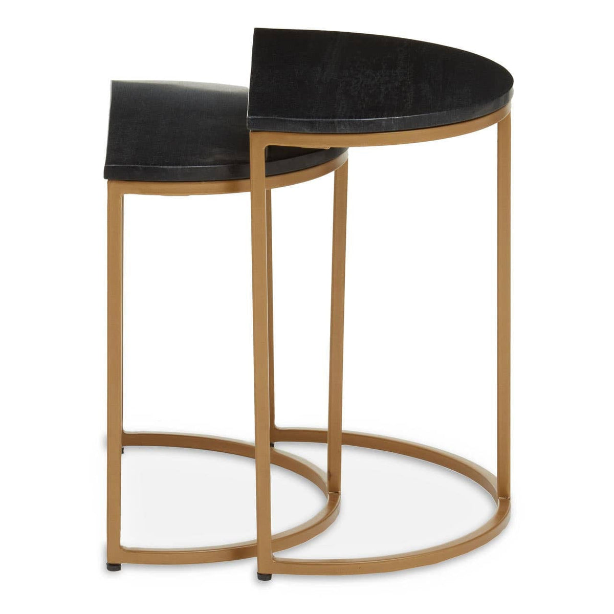 Noosa & Co. Living Varana Nest Of Two Half Moon Black Marble Top Tables House of Isabella UK