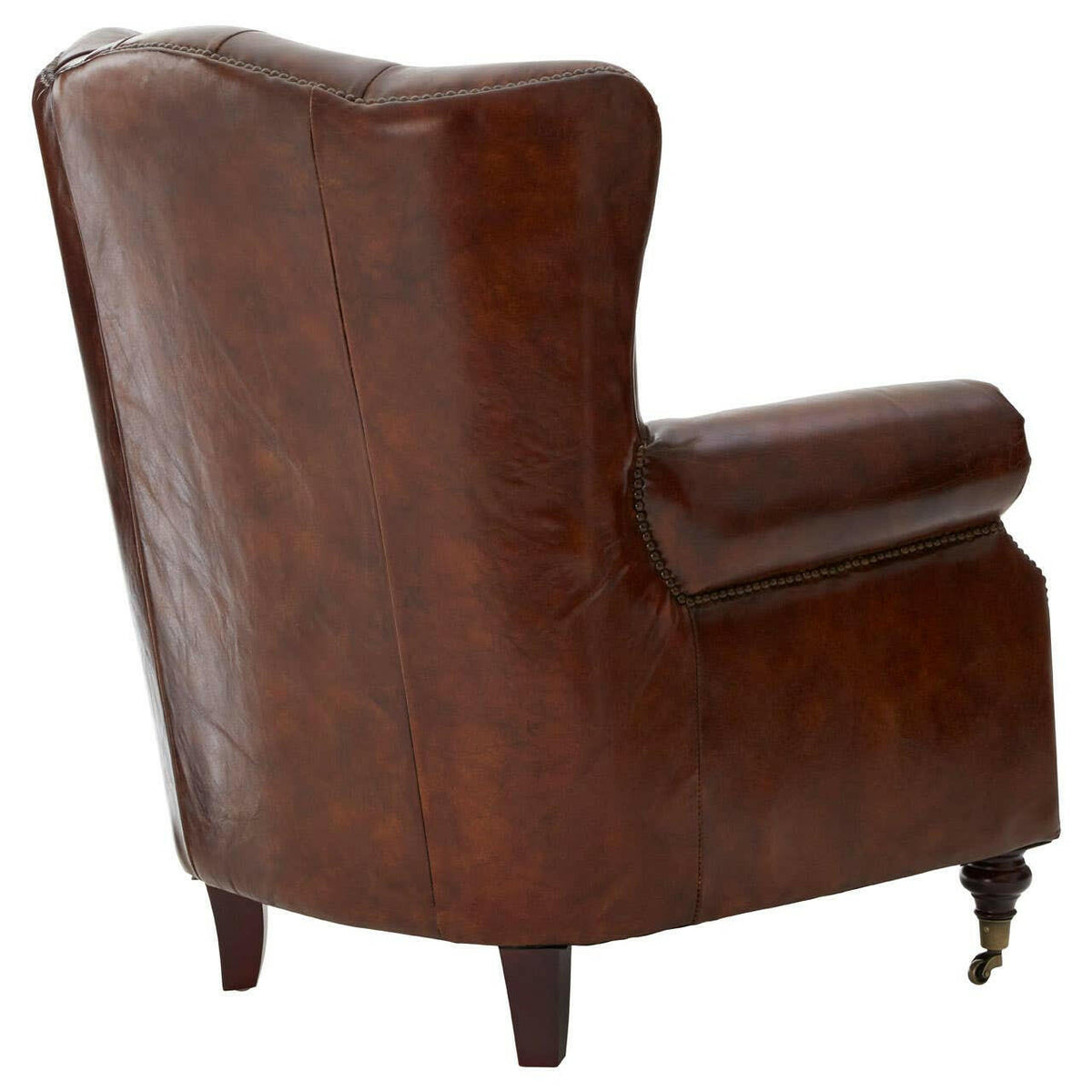 Victor Brown Leather Scroll Armchair.