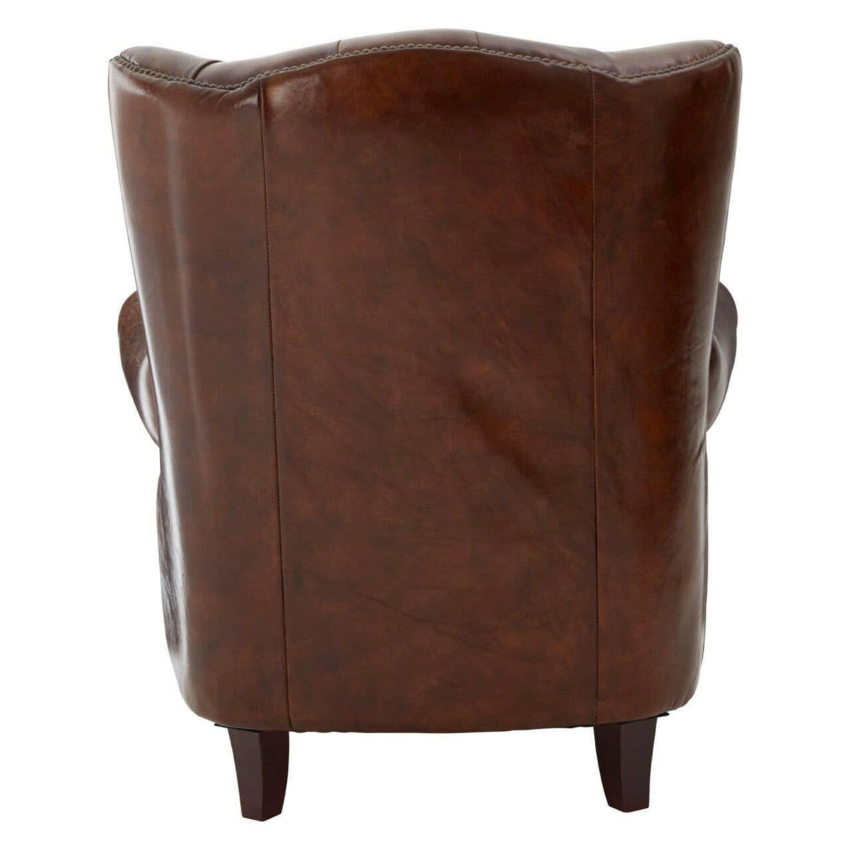 Victor Brown Leather Scroll Armchair.