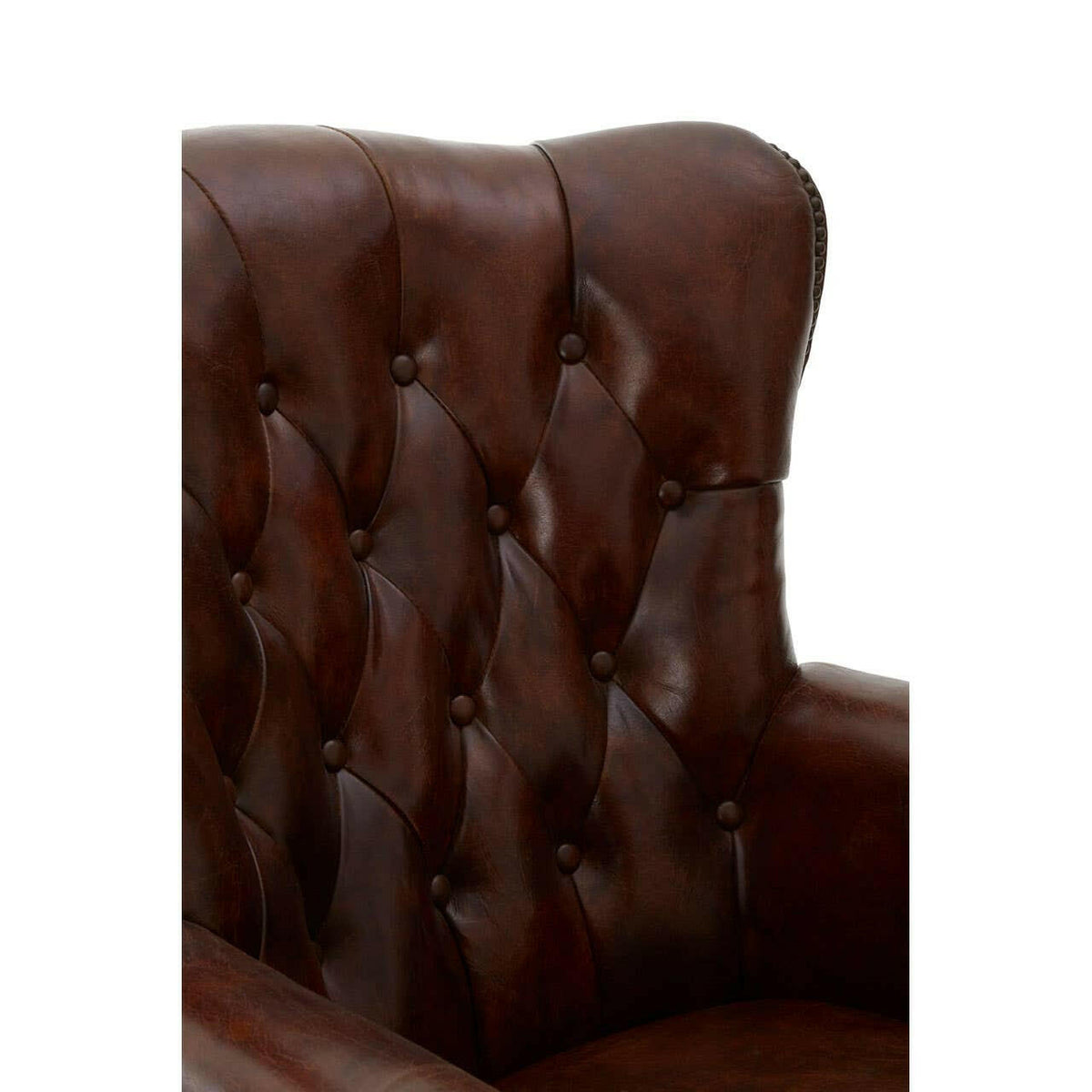 Victor Brown Leather Scroll Armchair.