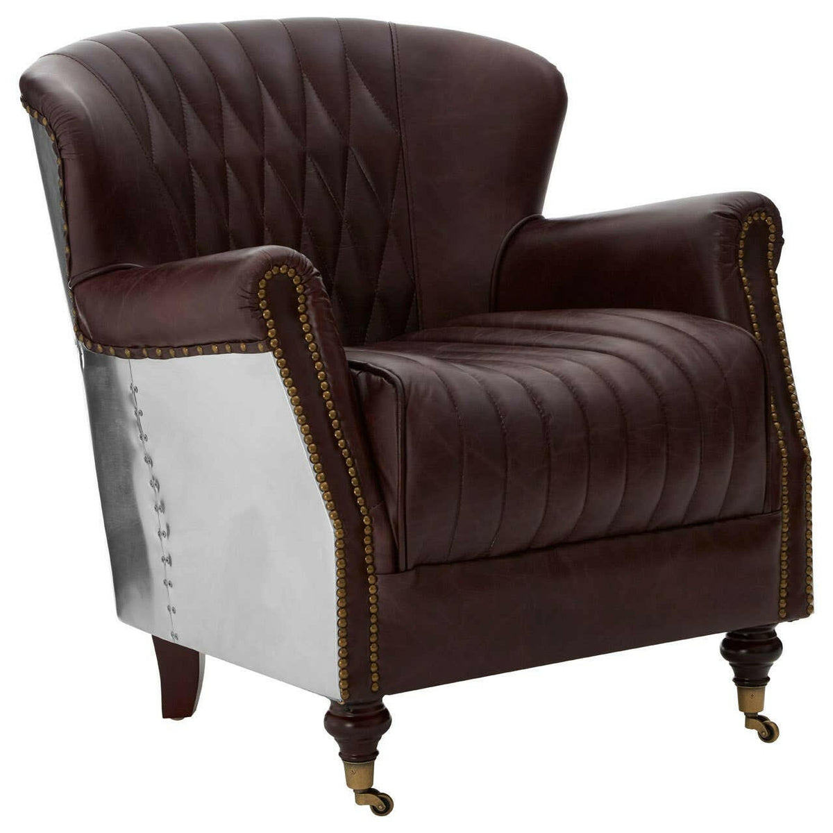 Victor Coffee Leather Armchair.