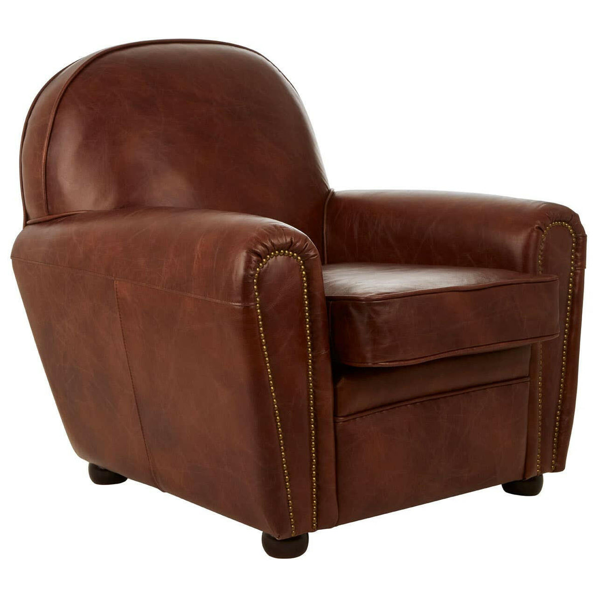 Victor Coffee Leather Classic Armchair.