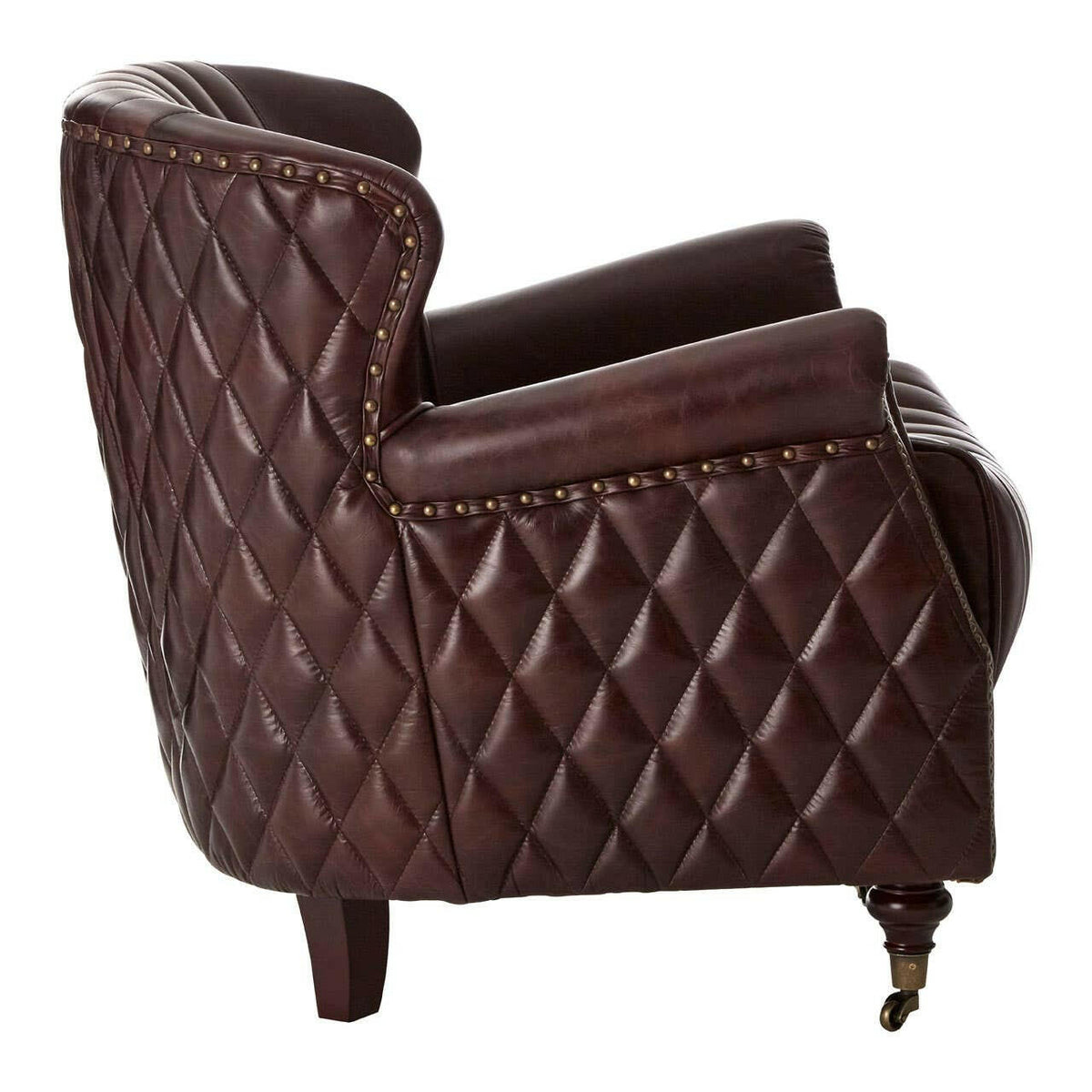 Victor Coffee Leather Winged Armchair.