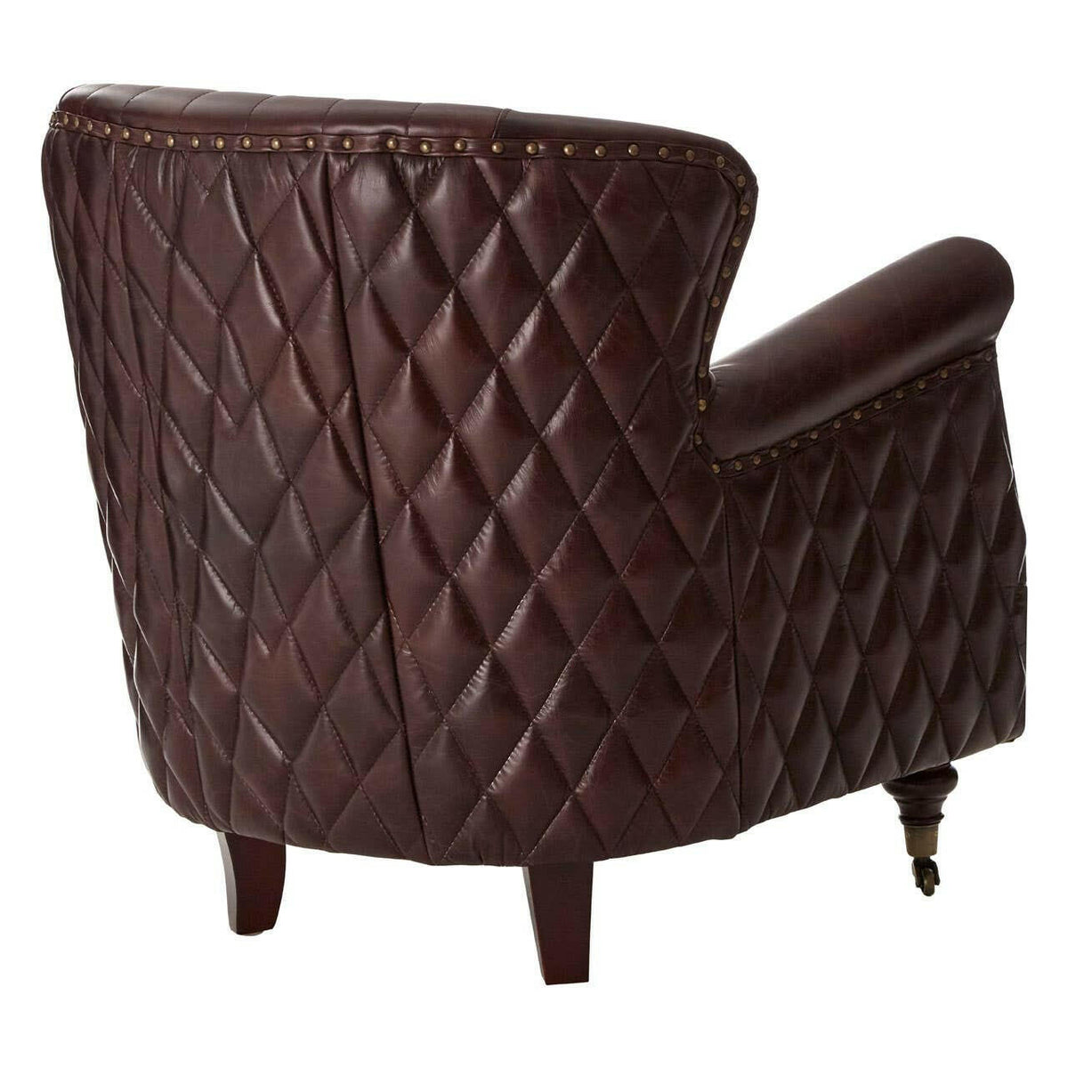 Victor Coffee Leather Winged Armchair.