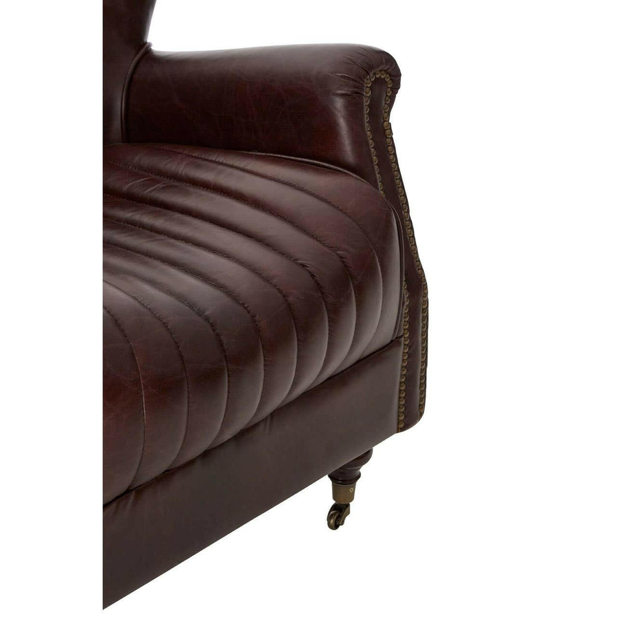 Victor Coffee Leather Winged Armchair.