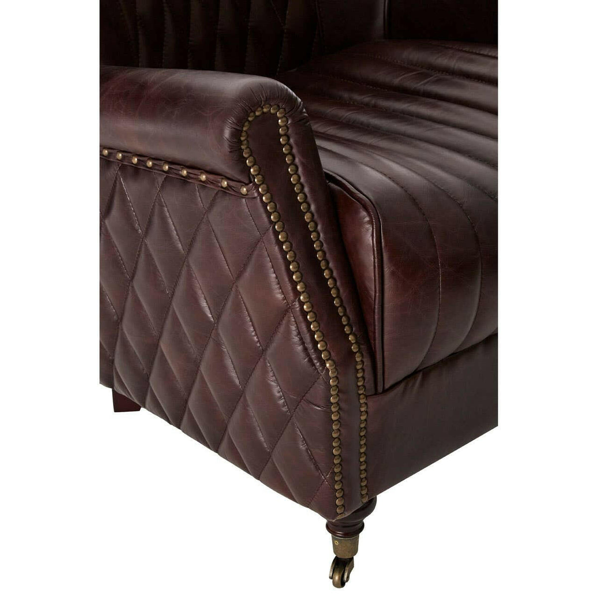 Victor Coffee Leather Winged Armchair.