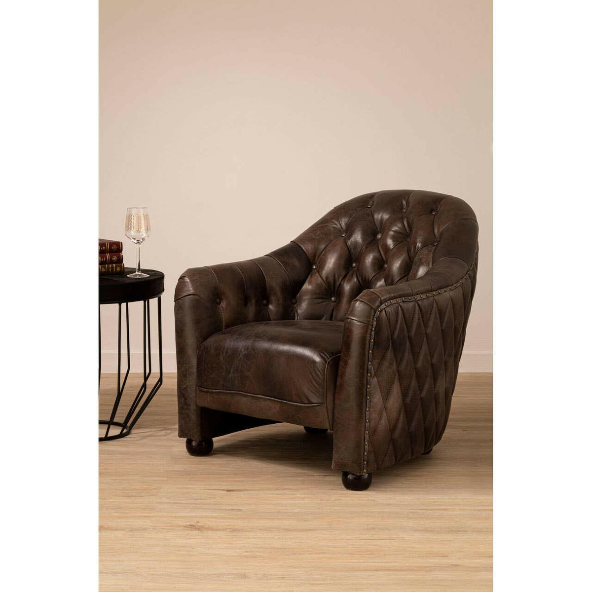 Victor Grey Leather Classic Armchair.