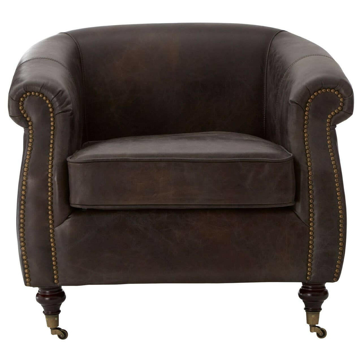 Victor Grey Leather Winged Armchair.