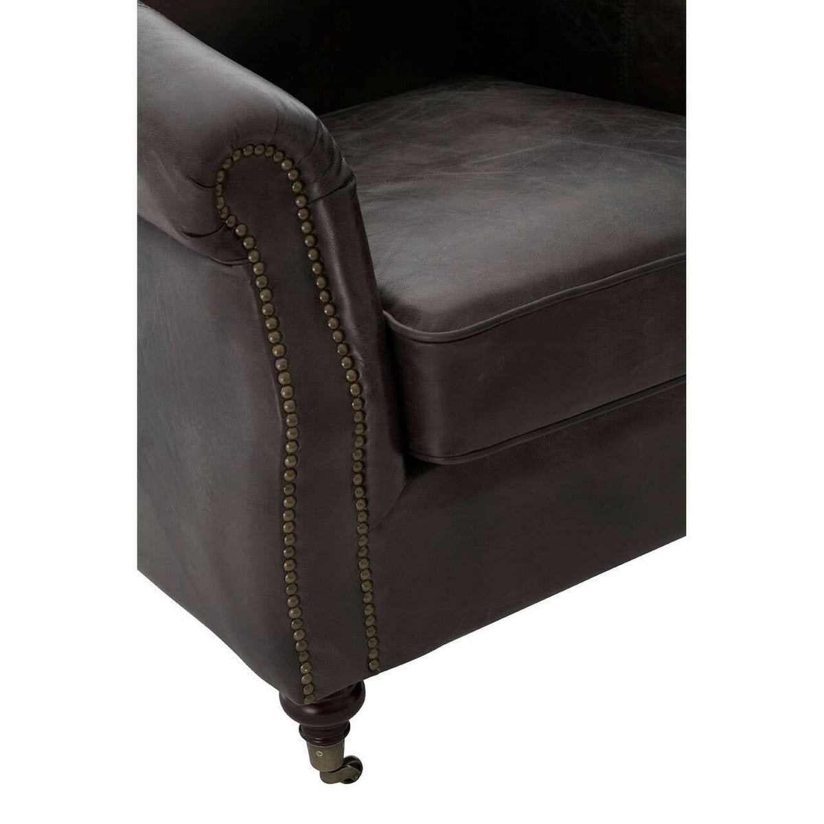 Victor Grey Leather Winged Armchair.