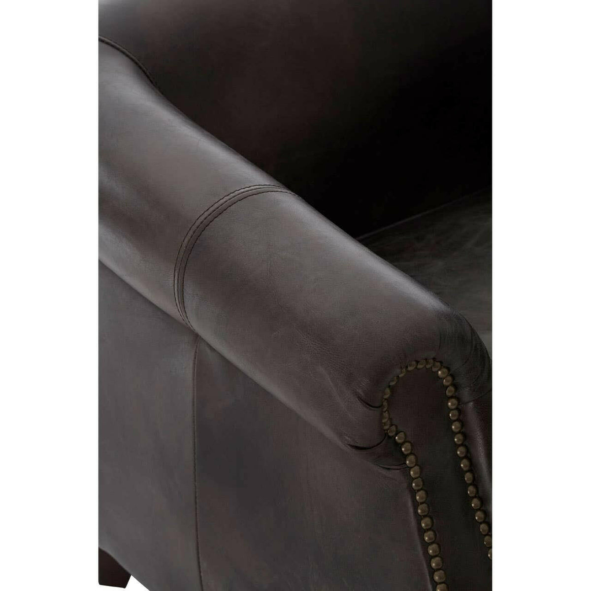 Victor Grey Leather Winged Armchair.