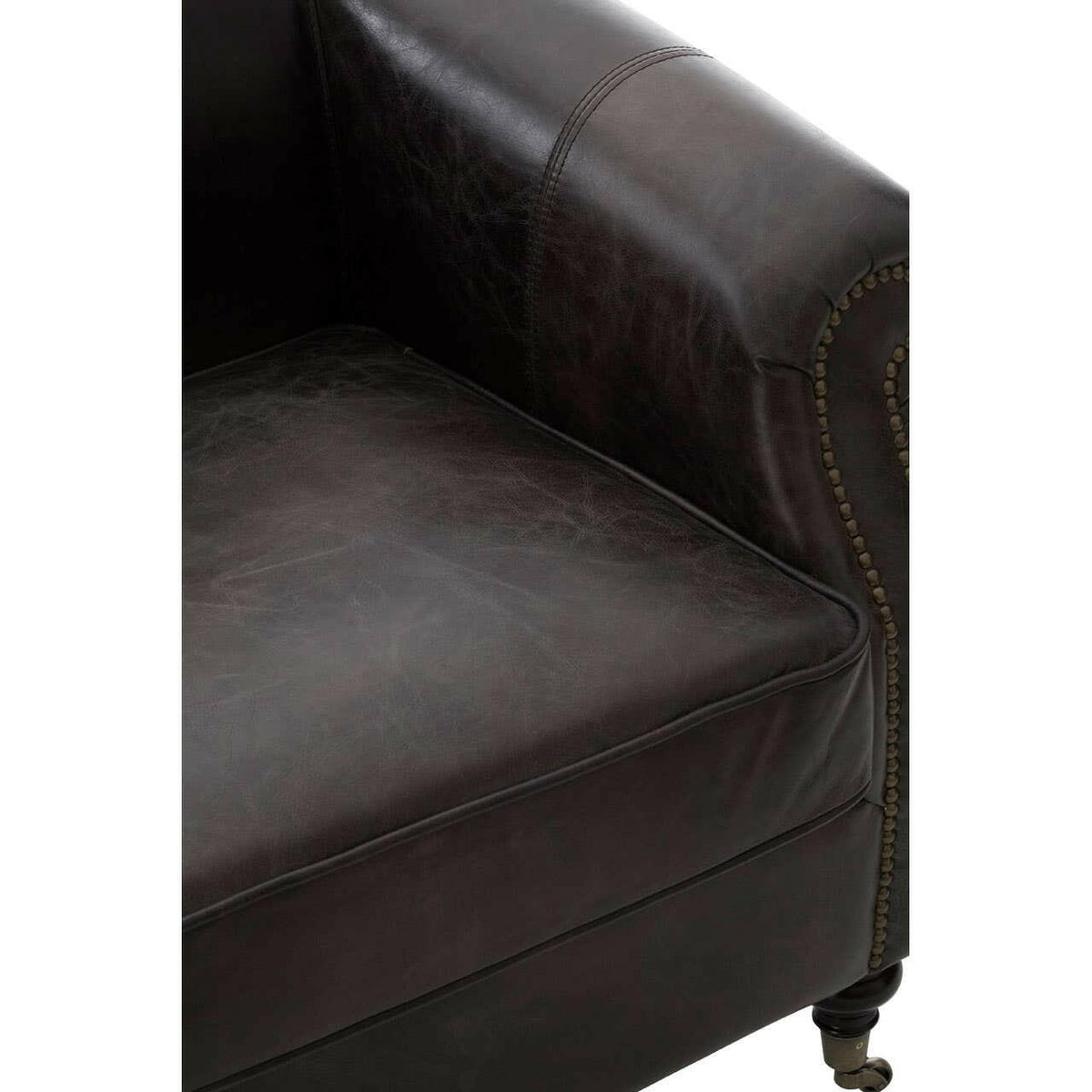 Victor Grey Leather Winged Armchair.