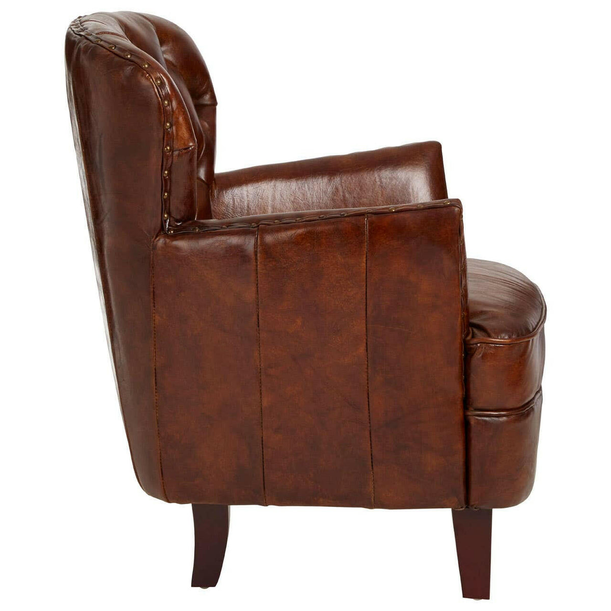 Victor Mocha Brown Button Back Armchair.