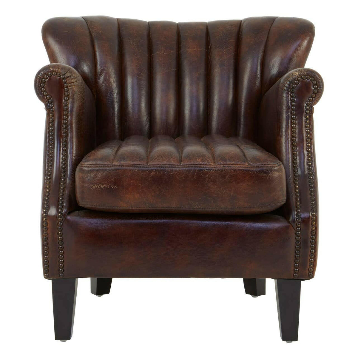 Victor Winged Brown Leather Armchair.
