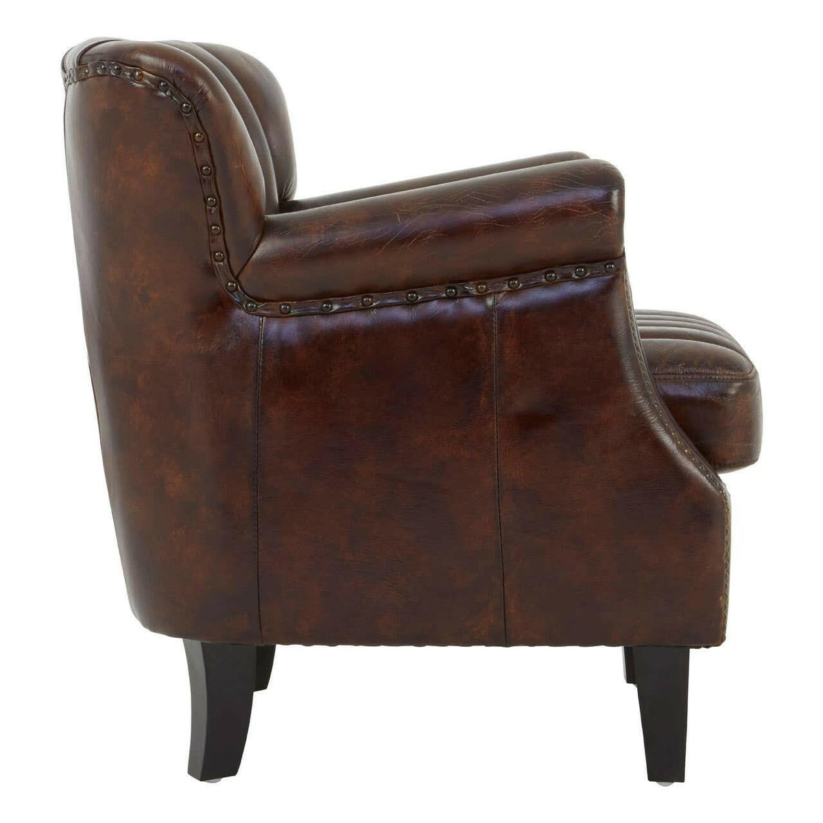 Victor Winged Brown Leather Armchair.