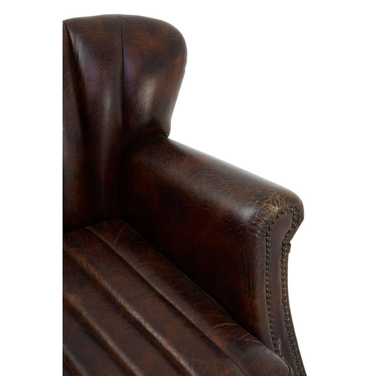 Victor Winged Brown Leather Armchair.