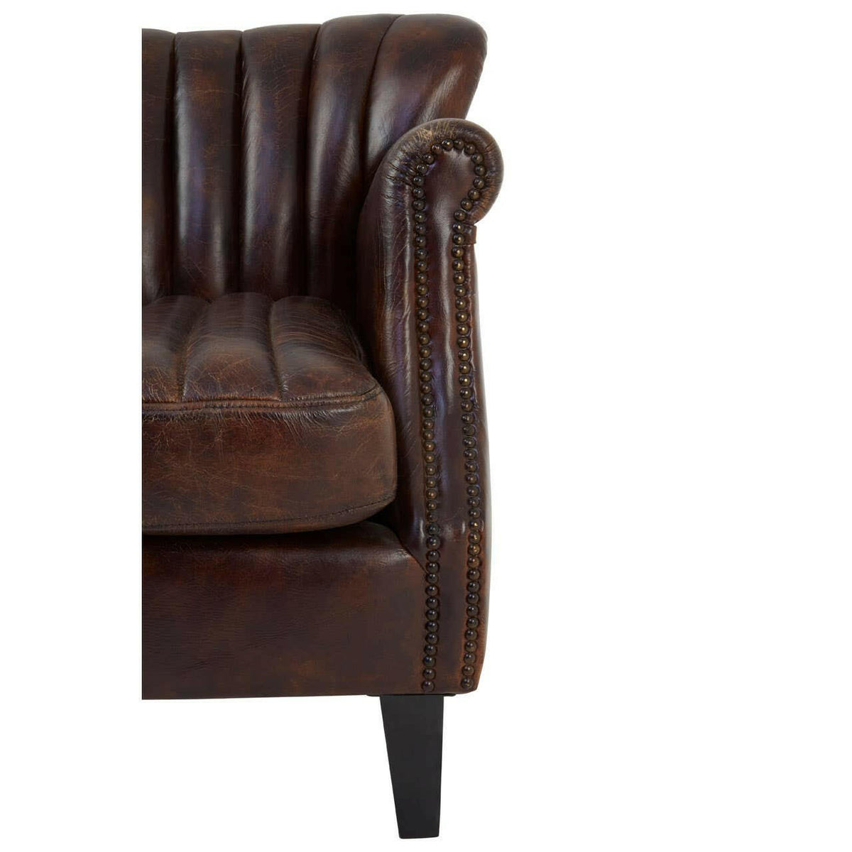 Victor Winged Brown Leather Armchair.