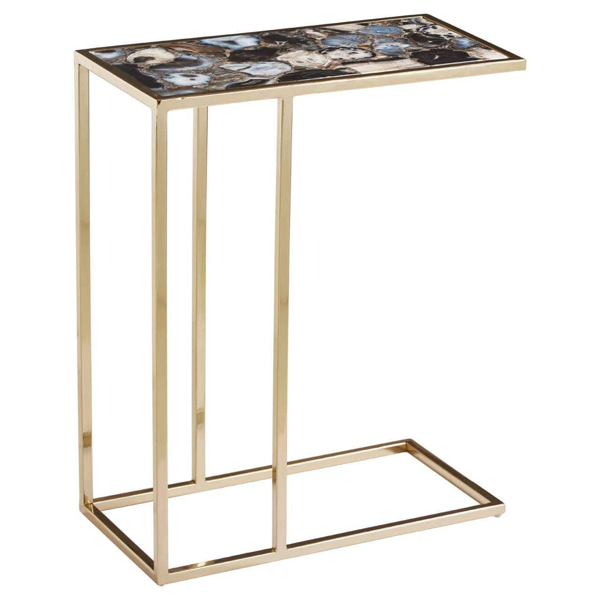 Vita Black And Gold Agate Side Table.