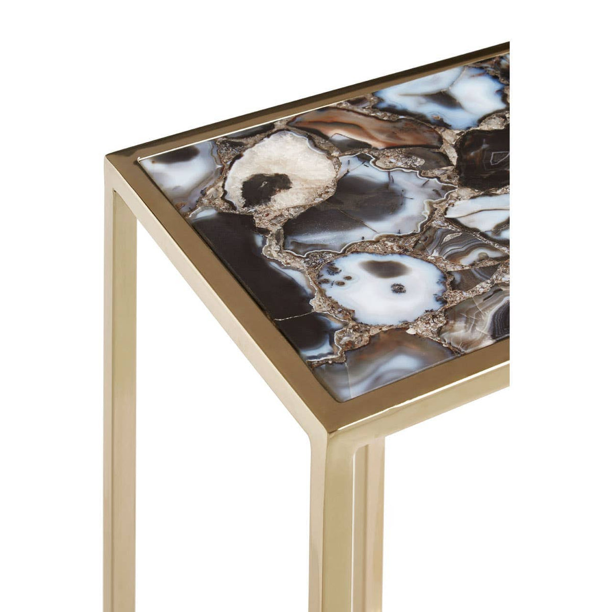 Vita Black And Gold Agate Side Table.