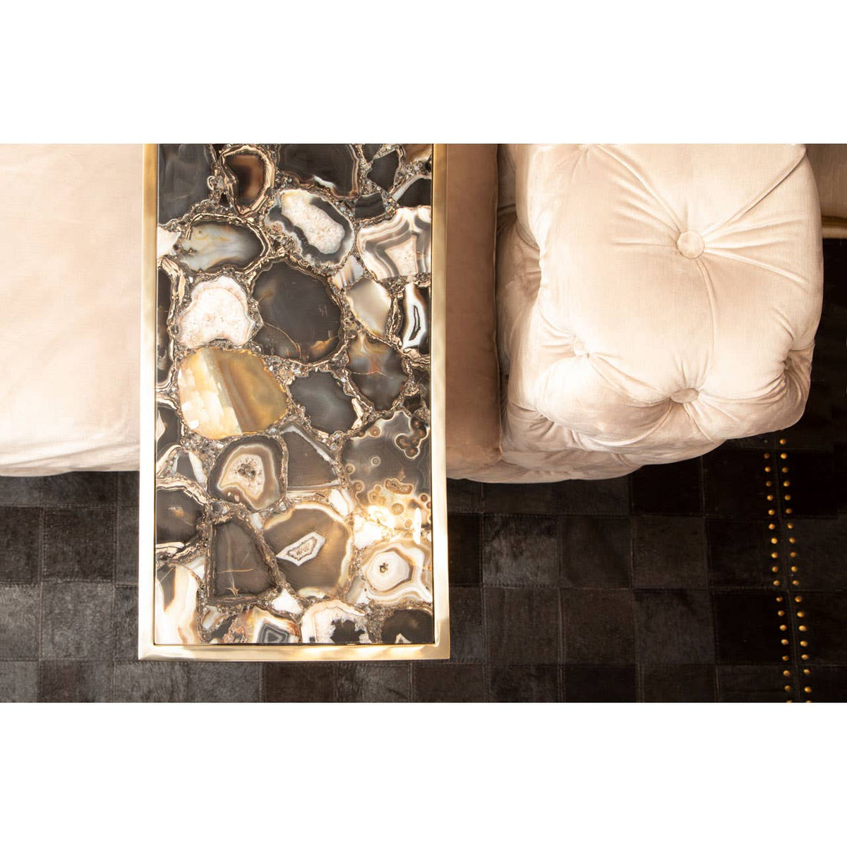 Vita Black And Gold Agate Side Table.