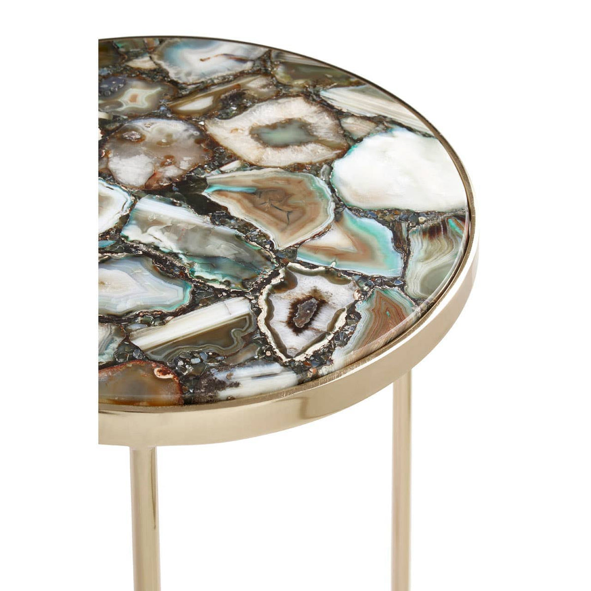 Vita Green Agate Round Side Table.