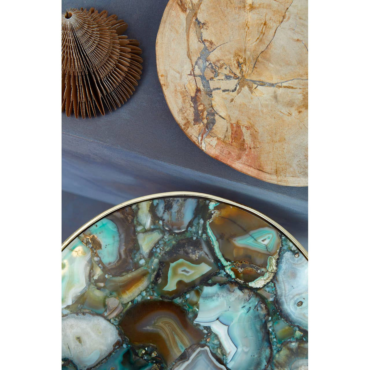 Vita Green Agate Round Side Table.