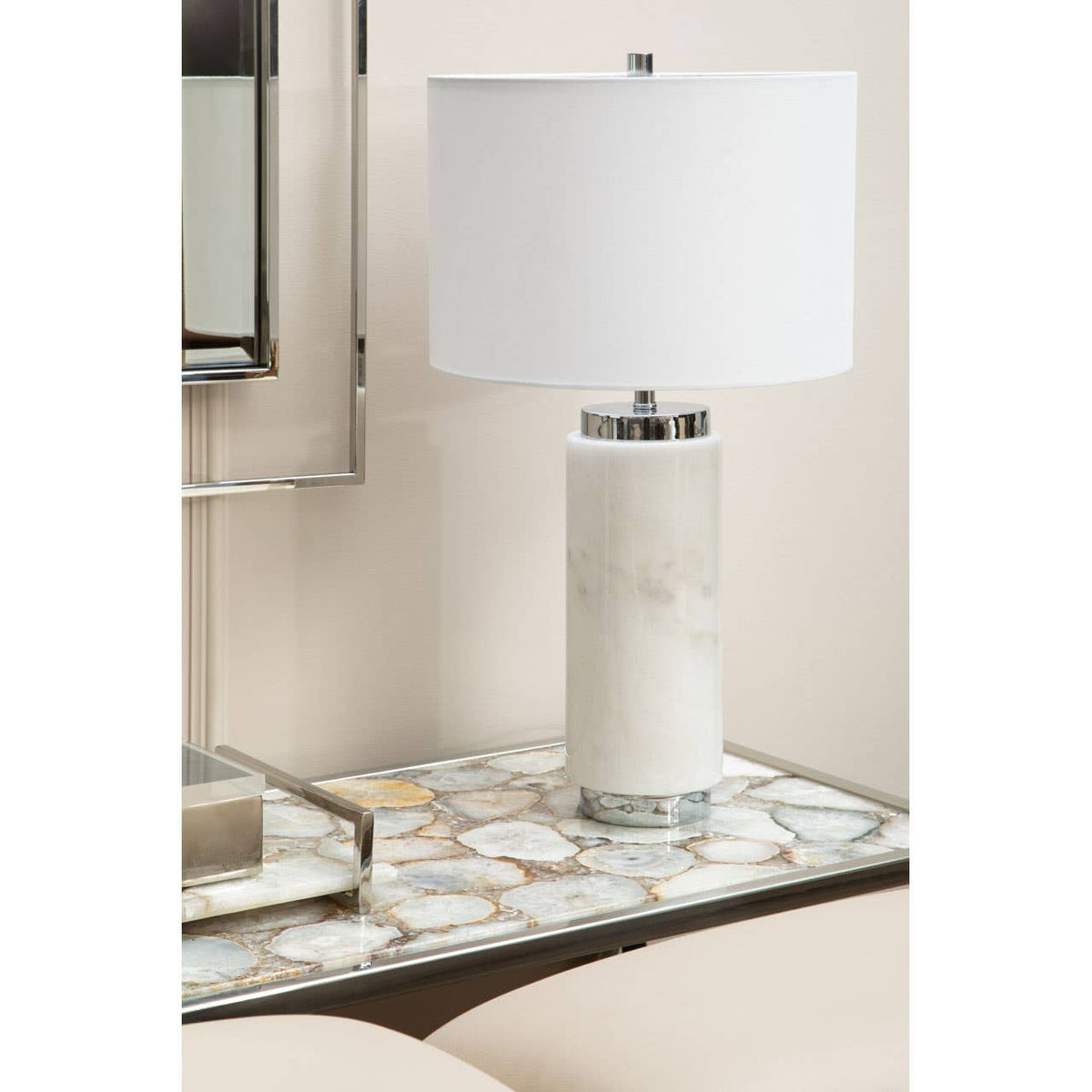 Vita White Agate Console Table.