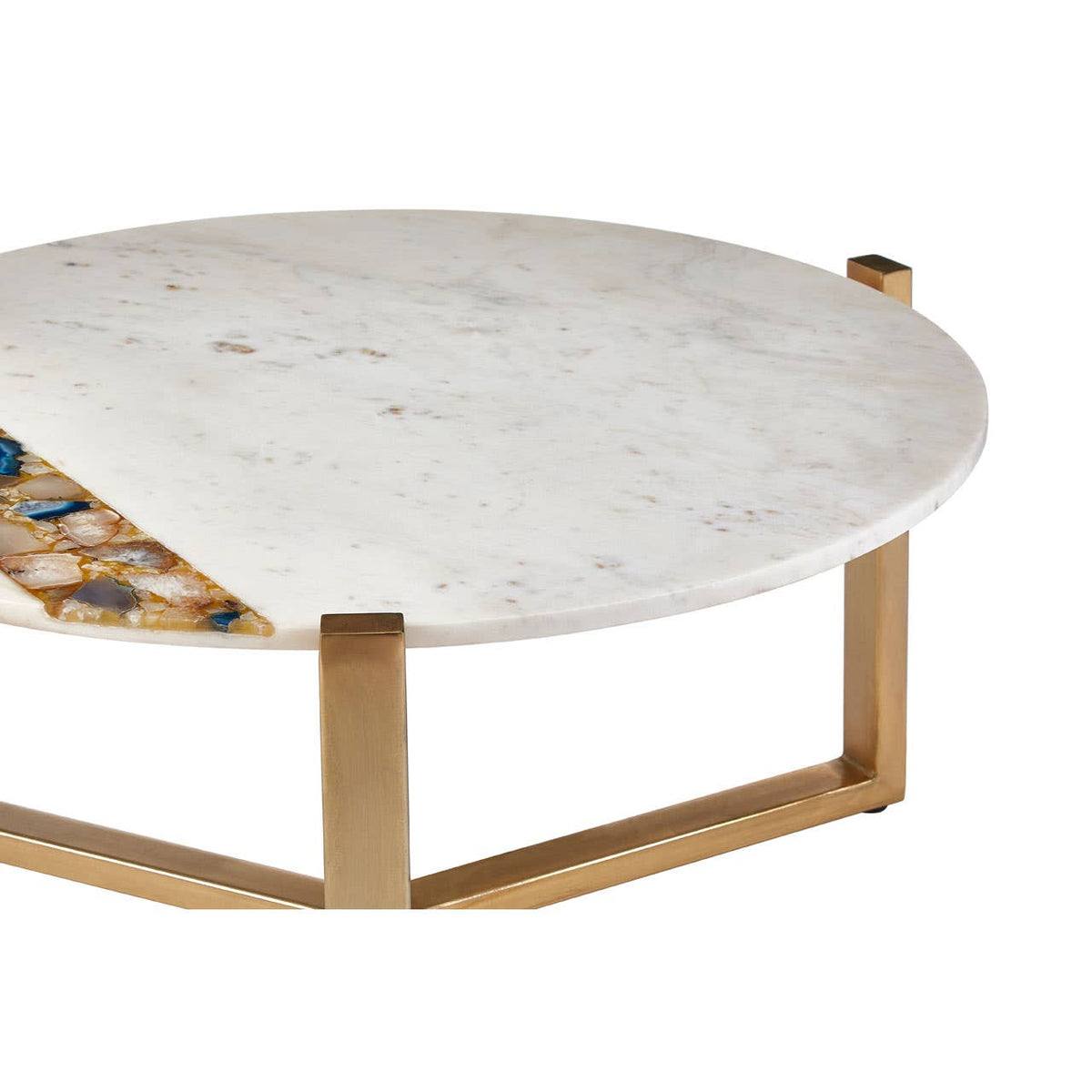 Vizzini Agate Marble Top Round Coffee Table.