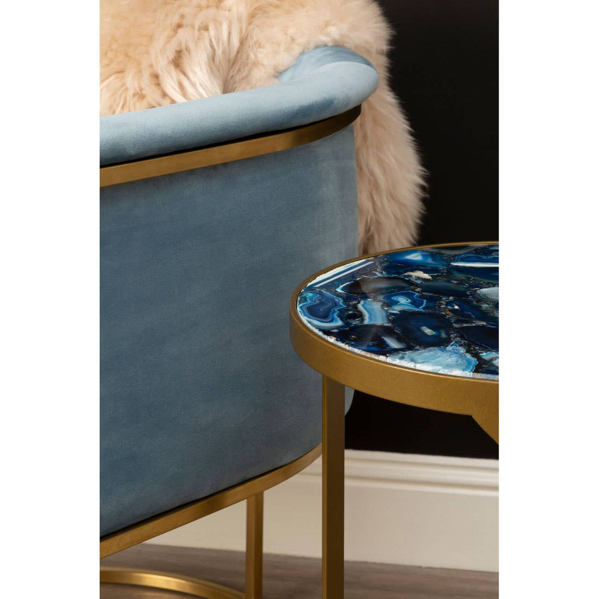 Vizzini Round Agate Side Table.