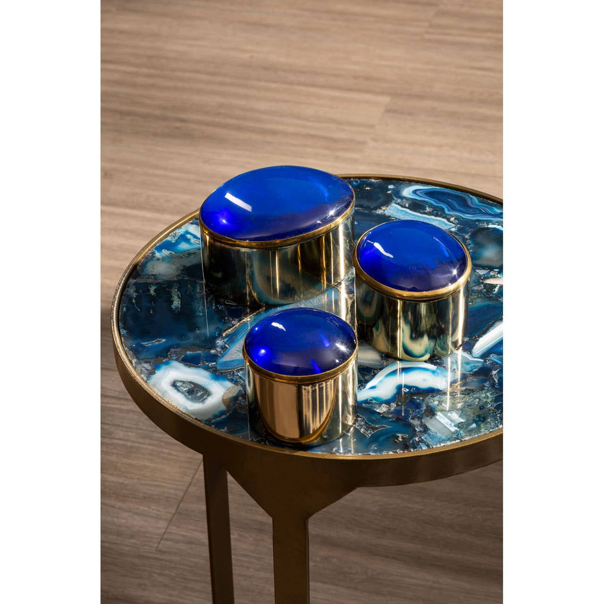 Vizzini Round Agate Side Table.