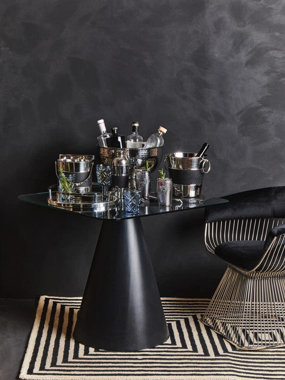 Noosa & Co. Living Vogue Black Velvet and Silver Frame Chair House of Isabella UK