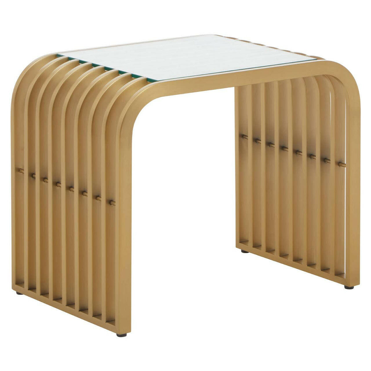 Vogue Matte Gold Slatted End Table.