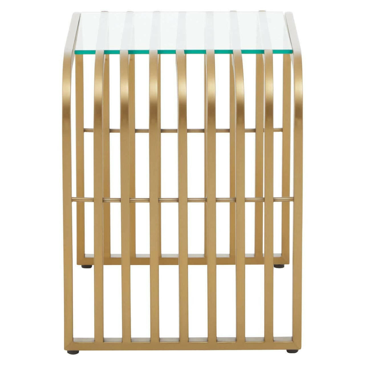 Vogue Matte Gold Slatted End Table.
