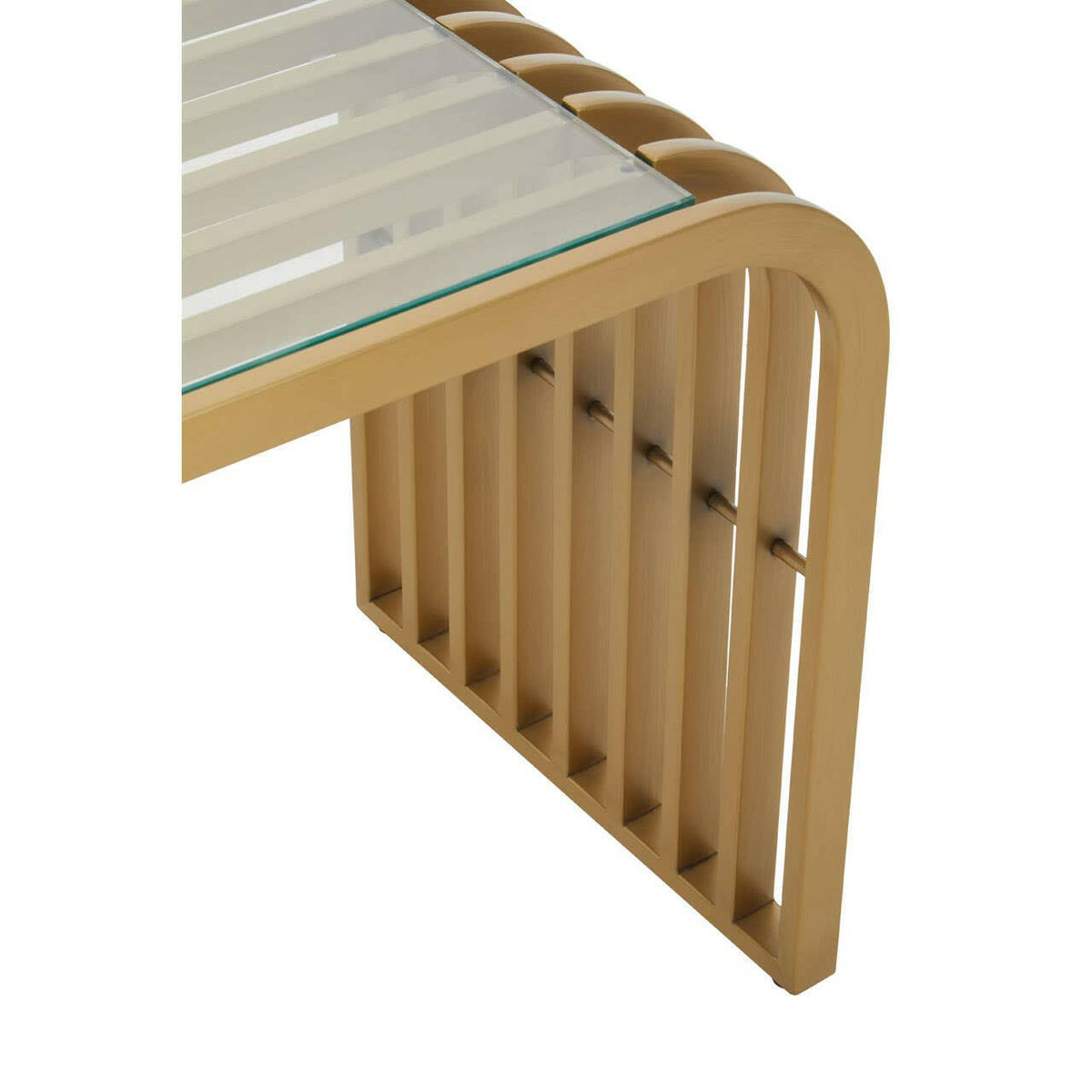 Vogue Matte Gold Slatted End Table.