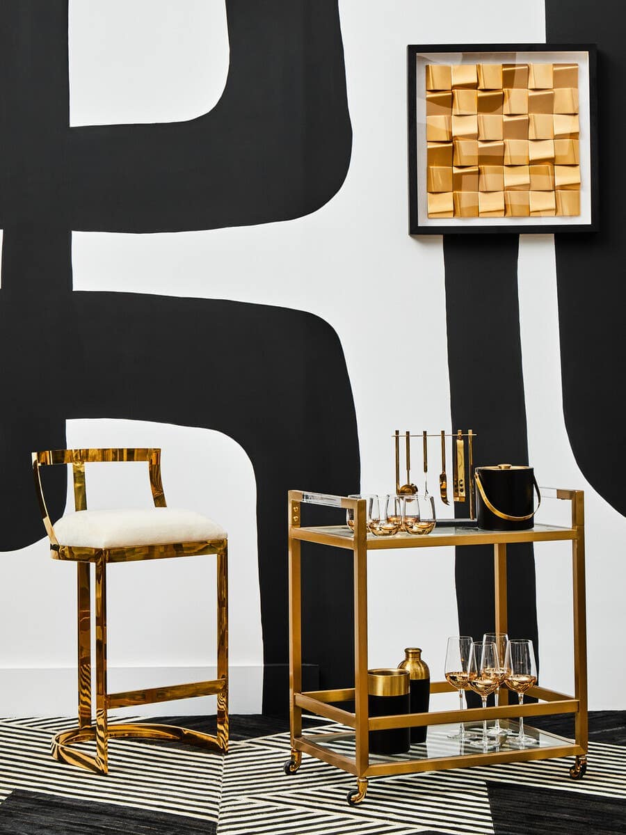 Vogue Matte Gold Two Tier Butler Trolley.