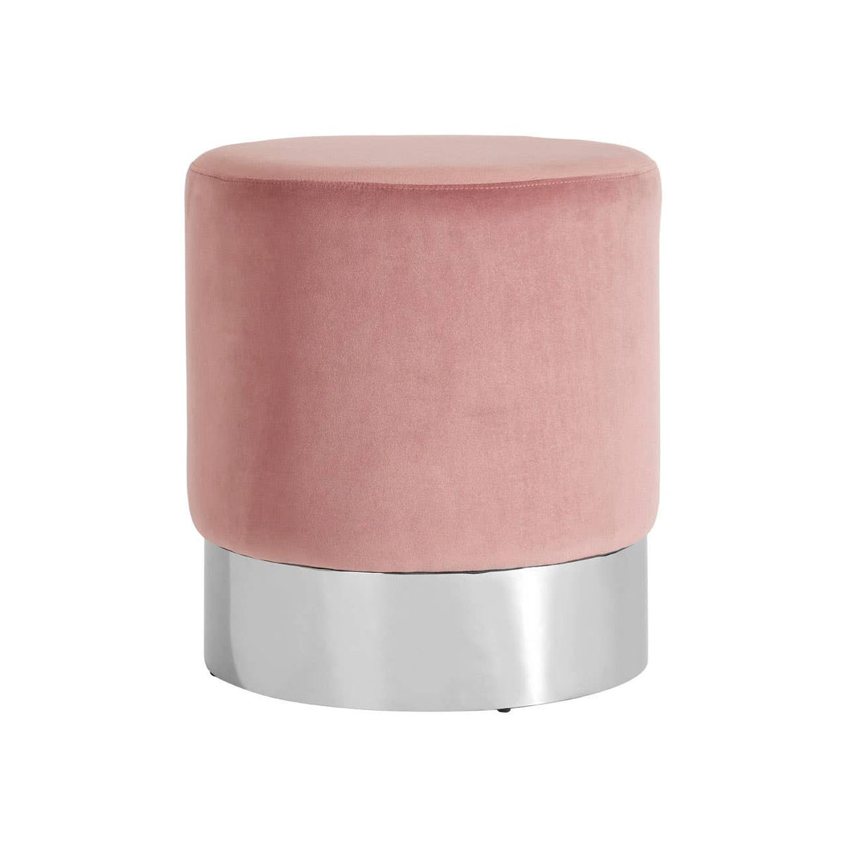 Vogue Pink Velvet Round Stool.