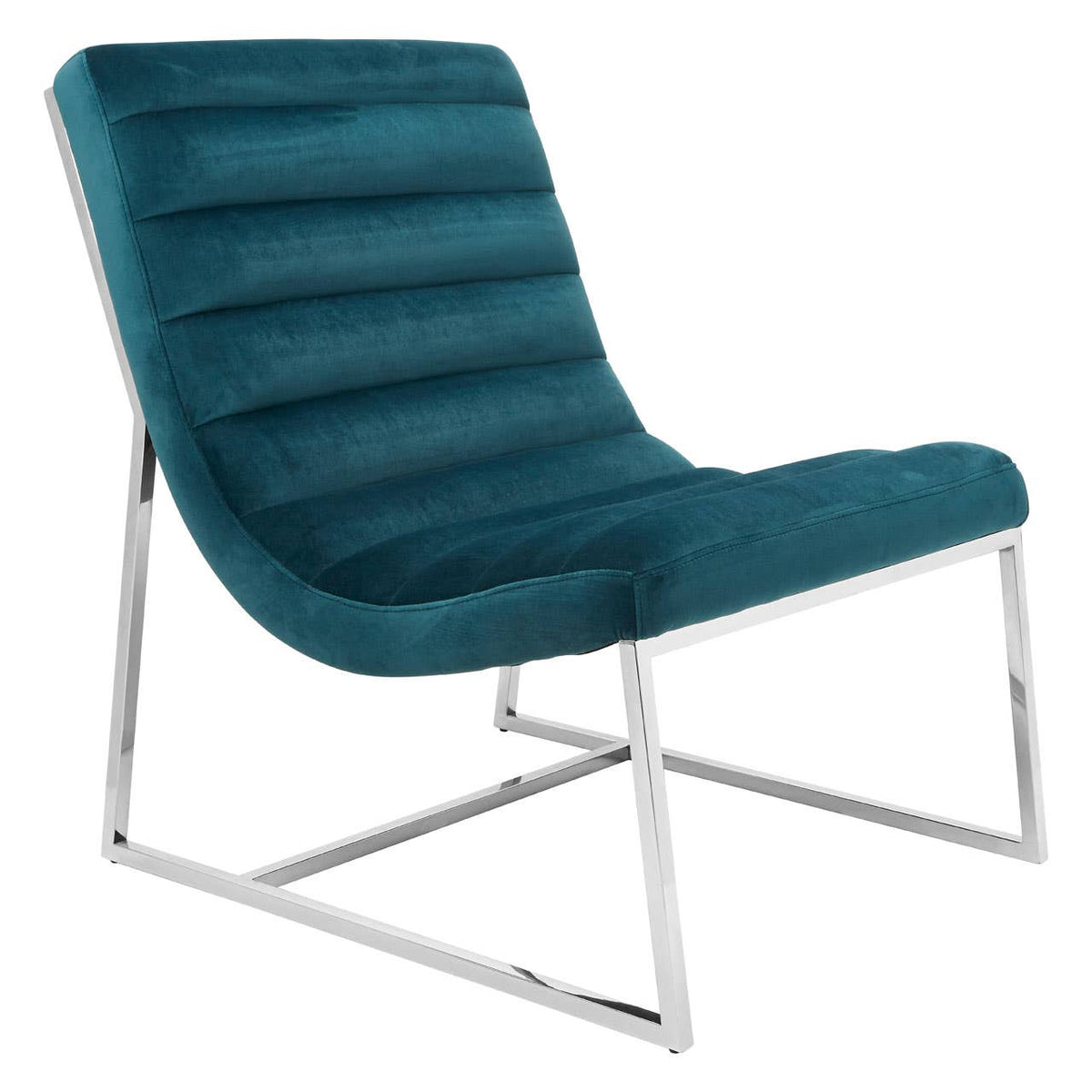Vogue Teal Velvet Curved Cocktail Chair.